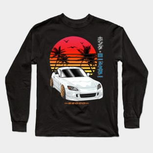 White Honda S2000 Roadster Sunset Palm Beach Long Sleeve T-Shirt